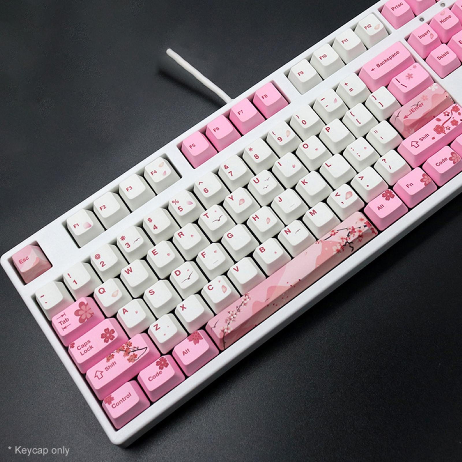 104 Keys Keycaps PBT Pink Sakura Keycaps for Cherry MX Mechanical Keyboard