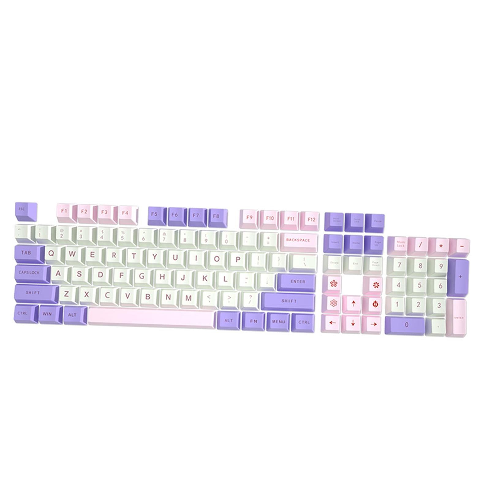 108 Key Mechanical Keyboard Keycaps Pink & Purple Dustproof Waterproof Home