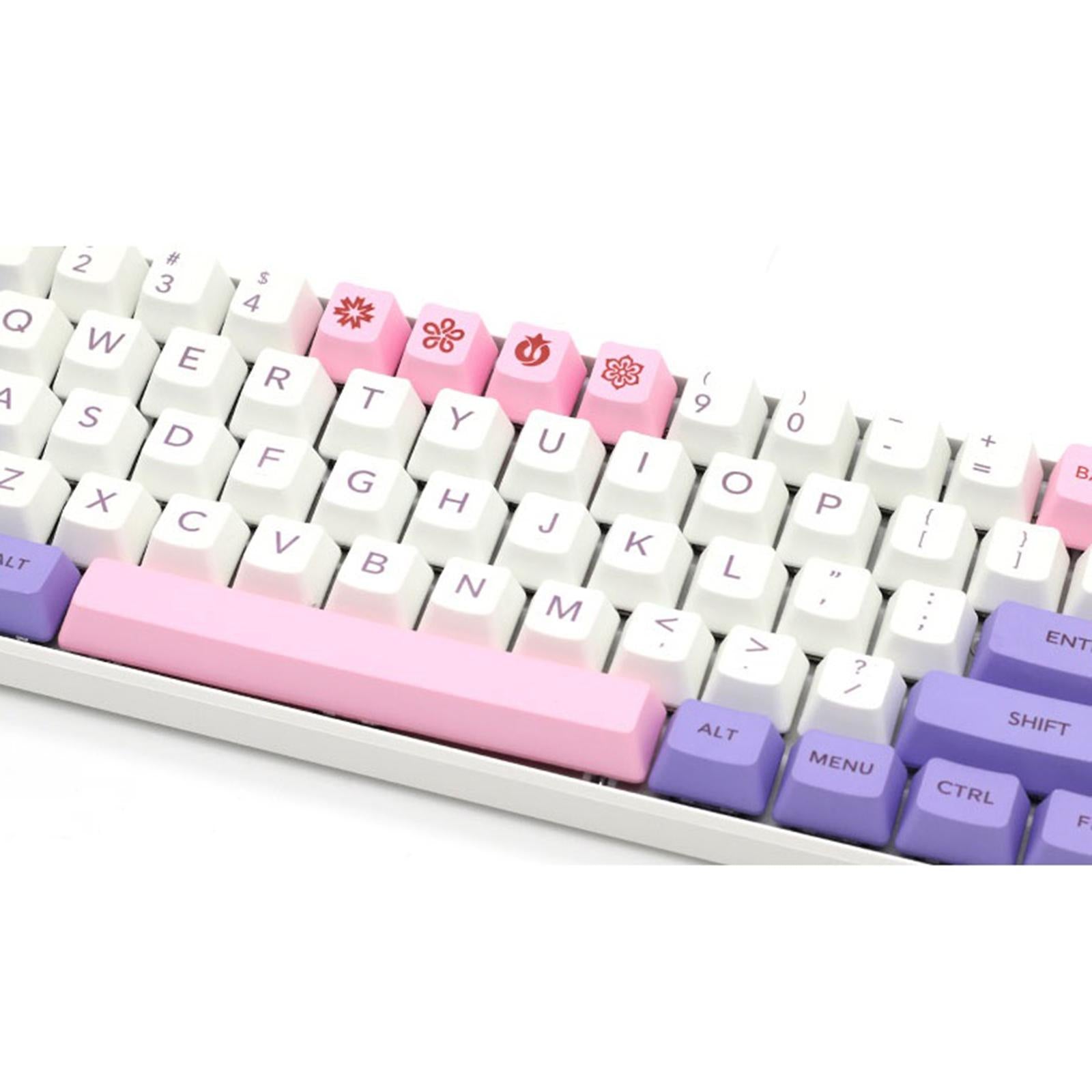 108 Key Mechanical Keyboard Keycaps Pink & Purple Dustproof Waterproof Home