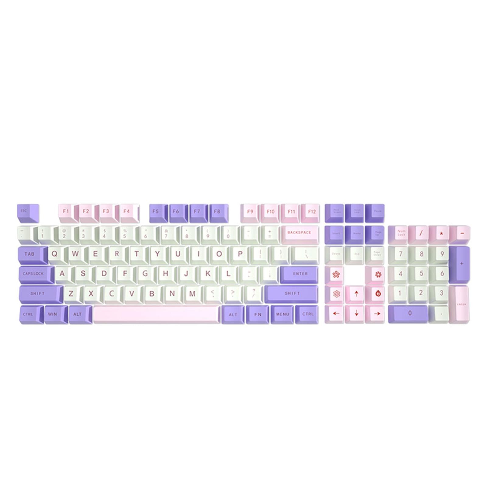 108 Key Mechanical Keyboard Keycaps Pink & Purple Dustproof Waterproof Home