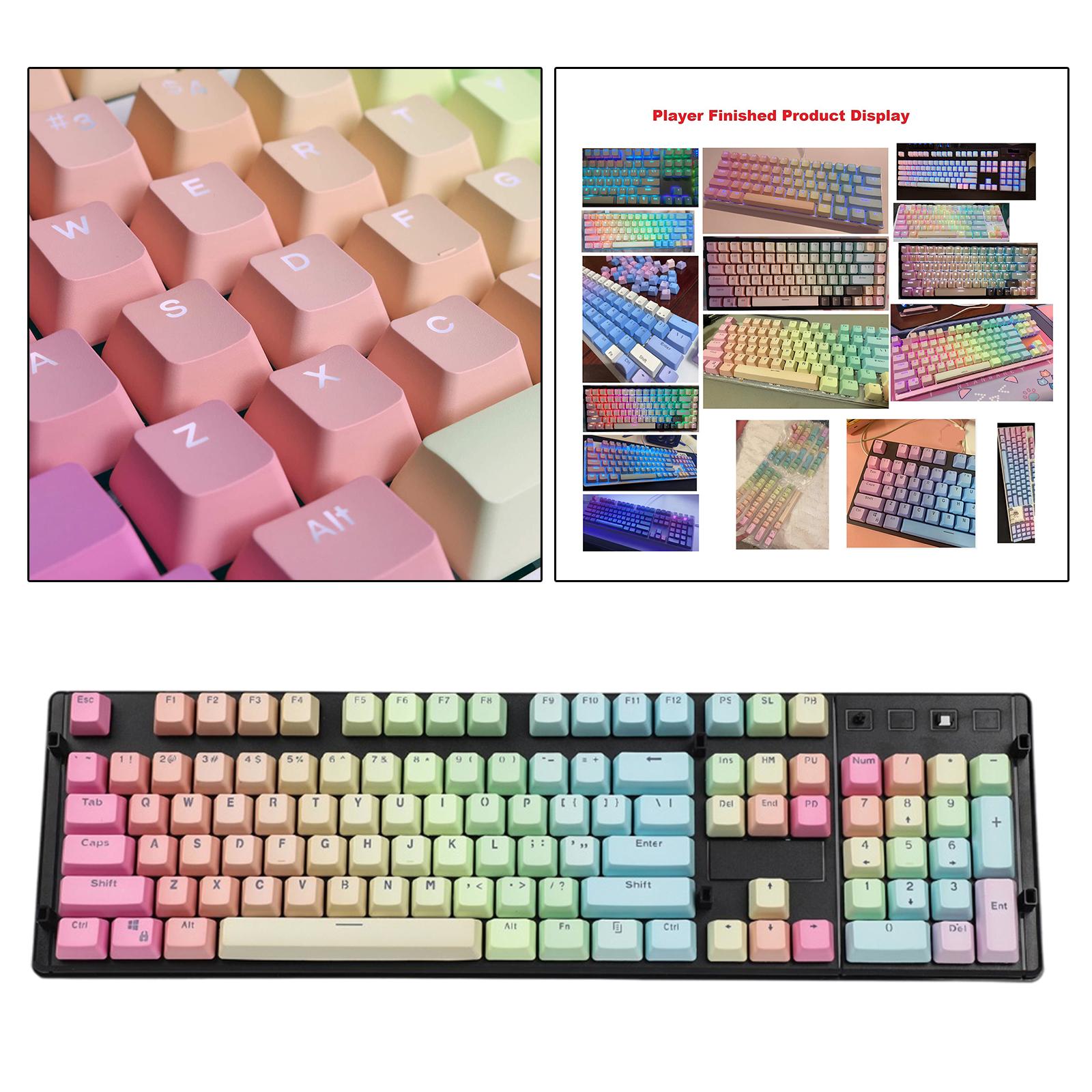 104 Keys Mechanical Switch Keyboard Keycaps PBT Keycaps  Rainbow Gradient