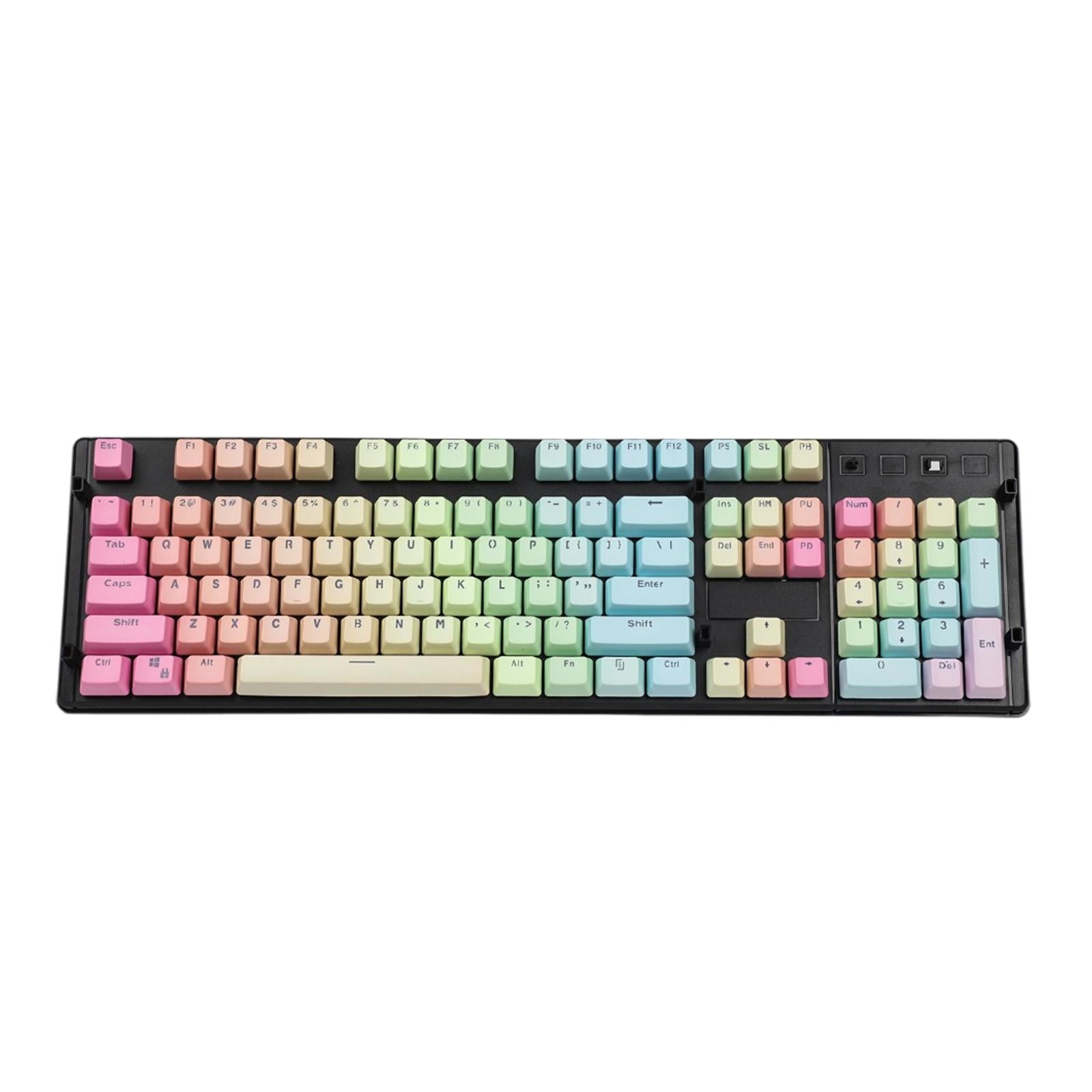 104 Keys Mechanical Switch Keyboard Keycaps PBT Keycaps  Rainbow Gradient