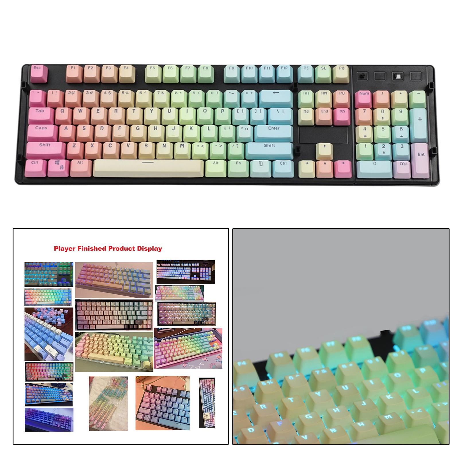 104 Keys Mechanical Switch Keyboard Keycaps PBT Keycaps  Rainbow Gradient