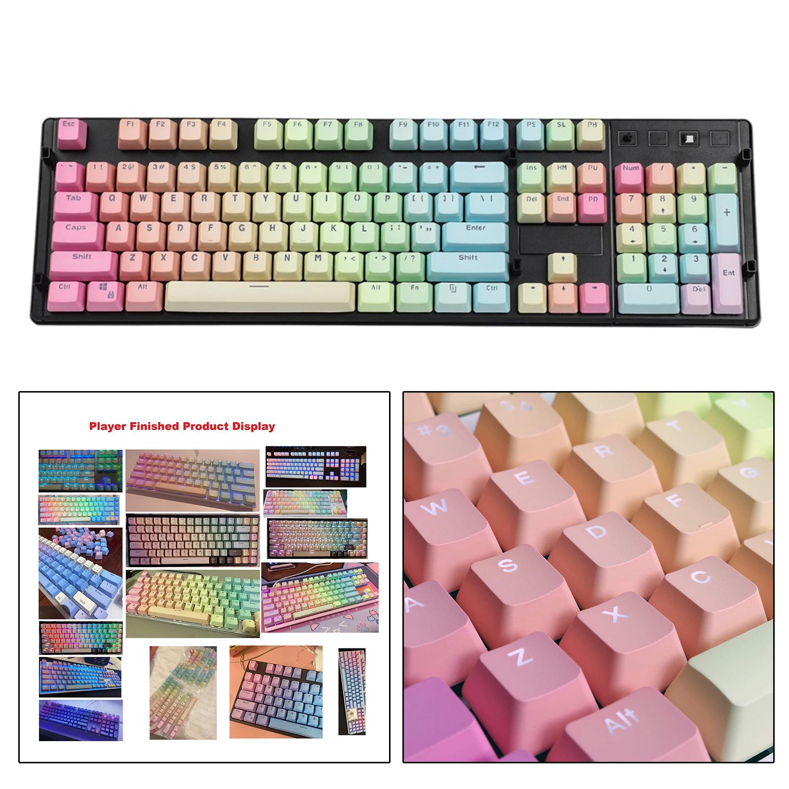 104 Keys Mechanical Switch Keyboard Keycaps PBT Keycaps  Rainbow Gradient