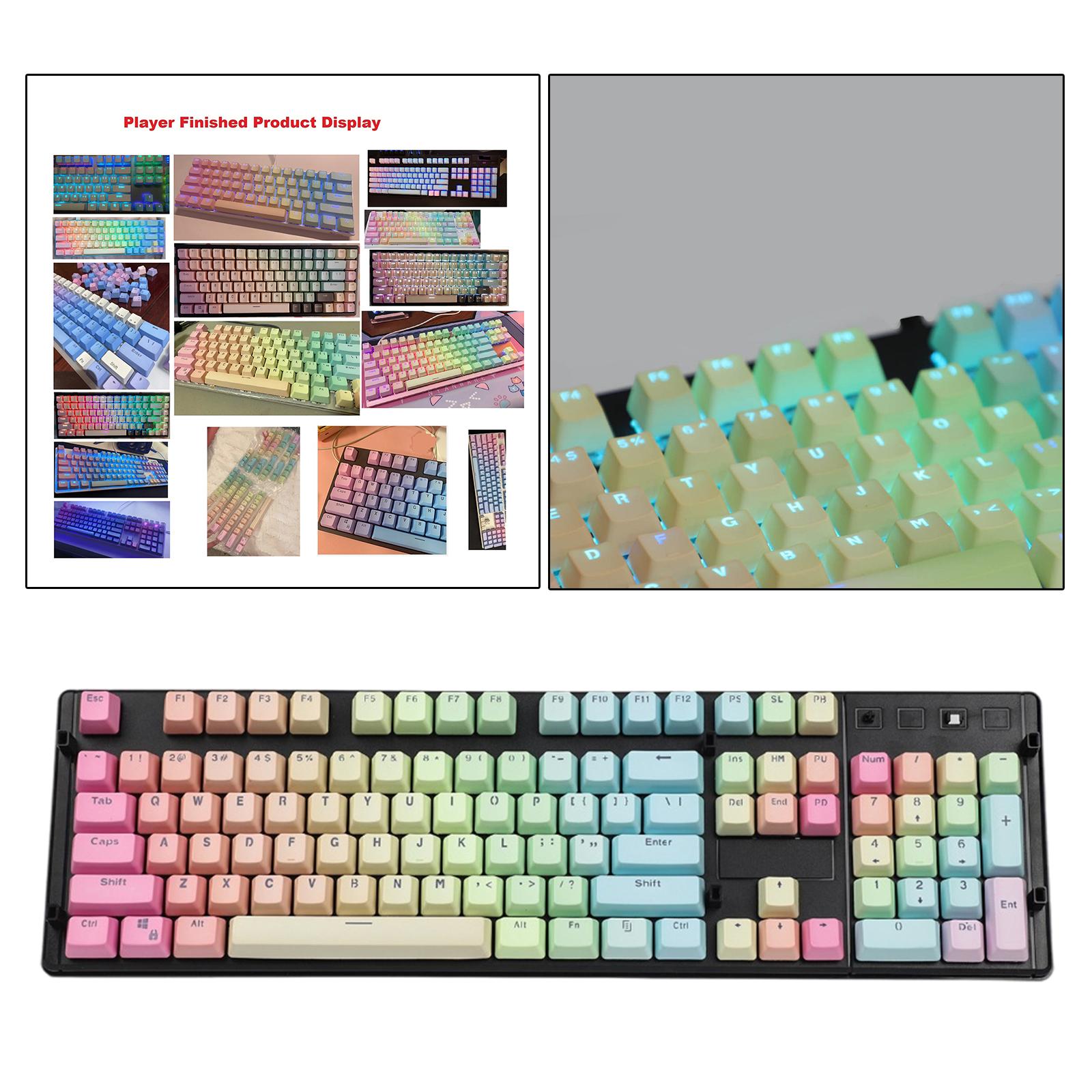 104 Keys Mechanical Switch Keyboard Keycaps PBT Keycaps  Rainbow Gradient