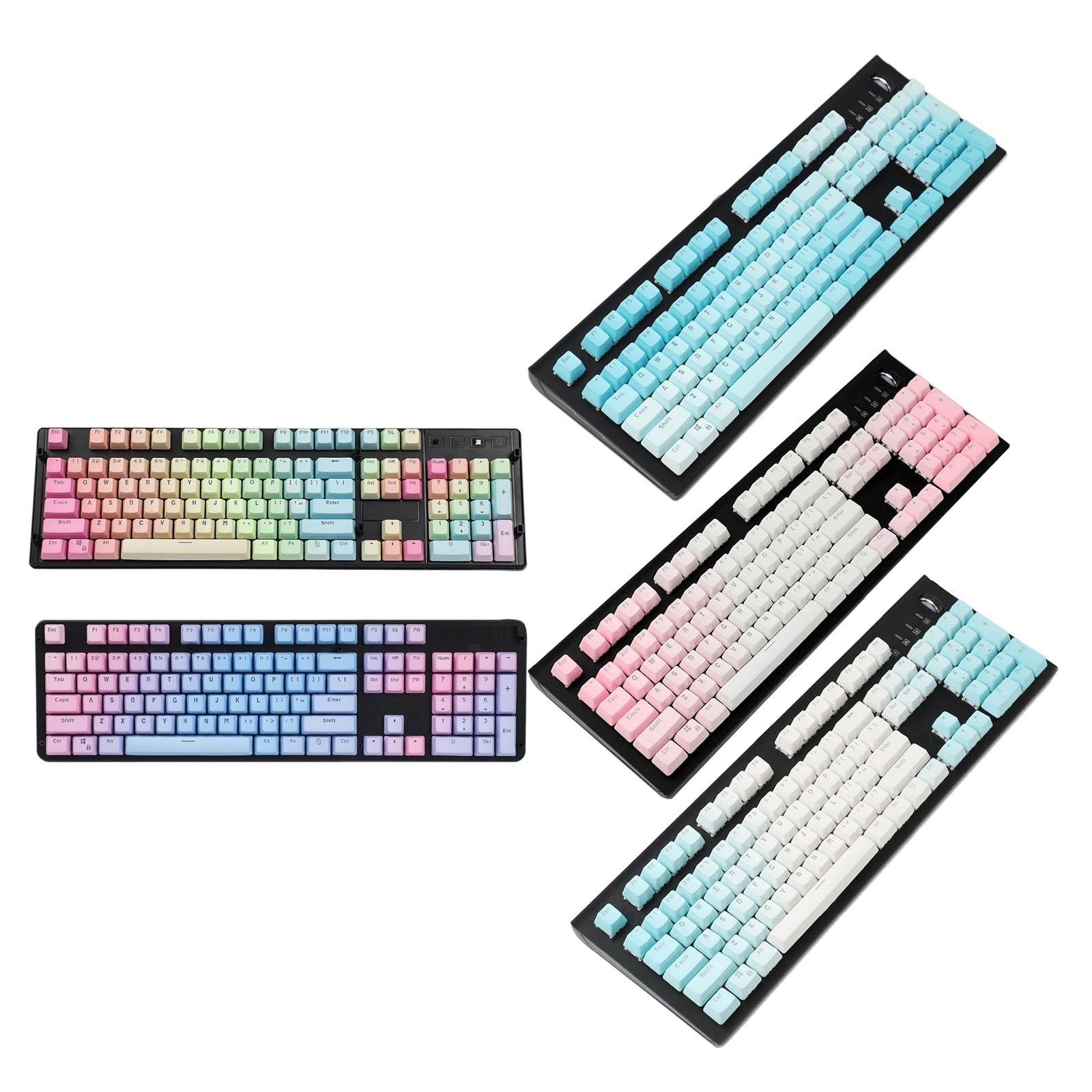 104 Keys Mechanical Switch Keyboard Keycaps PBT Keycaps  Rainbow Gradient