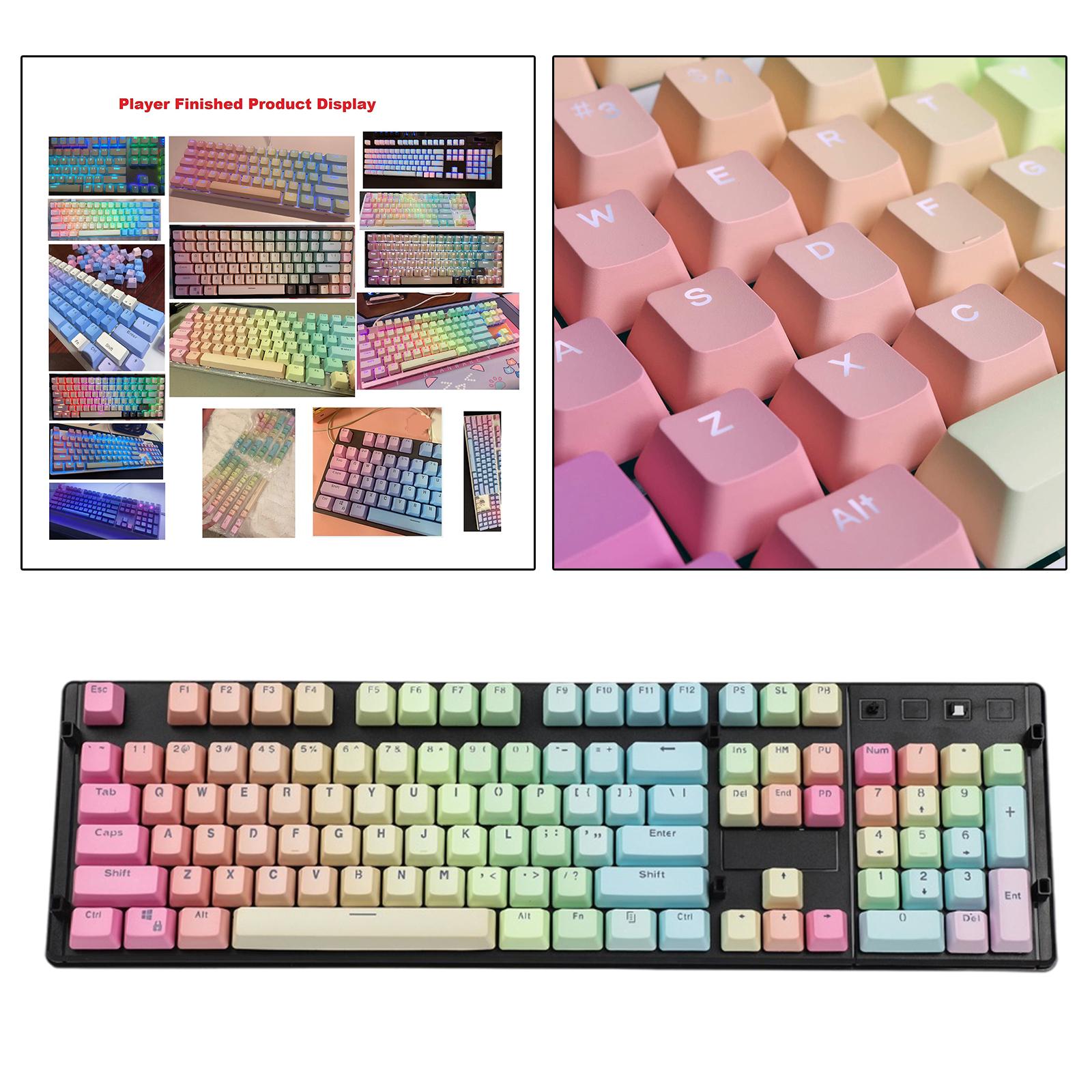 104 Keys Mechanical Switch Keyboard Keycaps PBT Keycaps  Rainbow Gradient