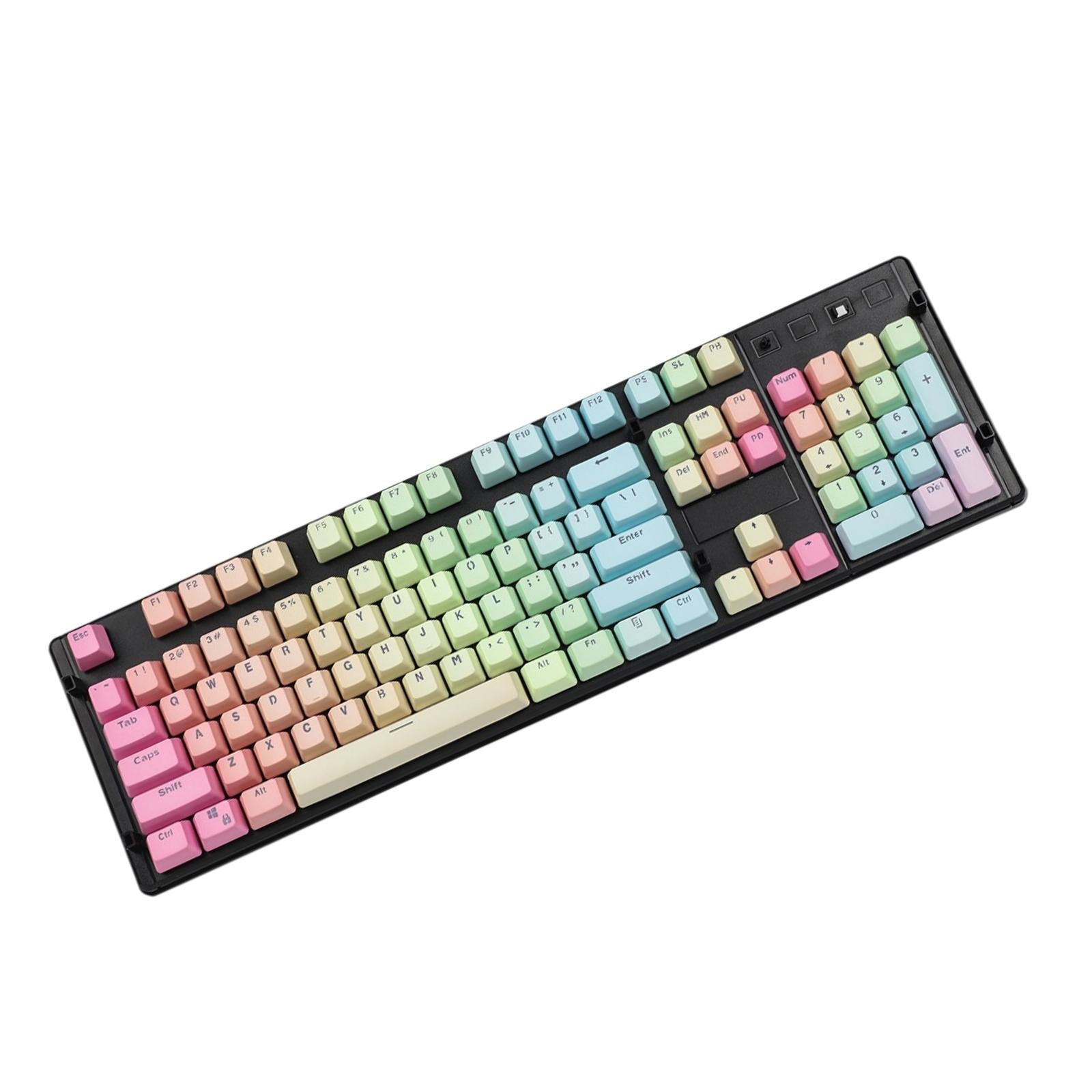 104 Keys Mechanical Switch Keyboard Keycaps PBT Keycaps  Rainbow Gradient