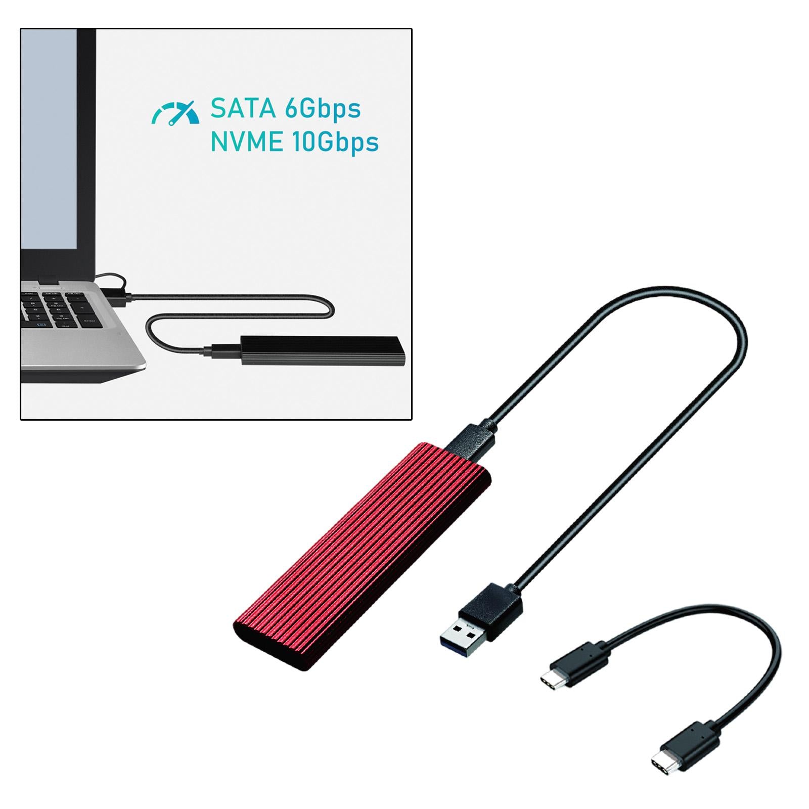 External M.2 to USB 3.1 Enclosure Adapter for 2230/42/60/80 NVMe SSD Red