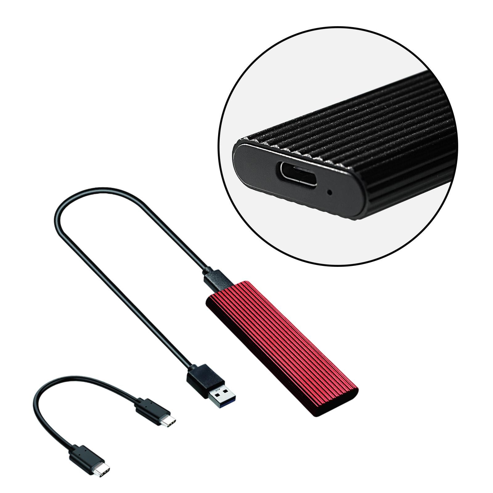 External M.2 to USB 3.1 Enclosure Adapter for 2230/42/60/80 NVMe SSD Red