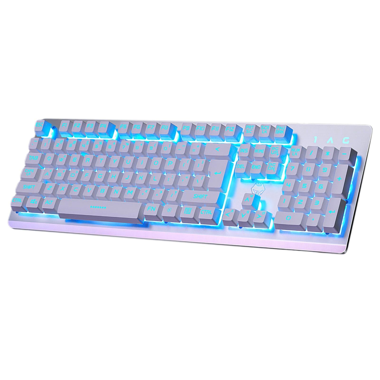 USB Wired Gaming Keyboard Universal 104 Keys White Blue Light