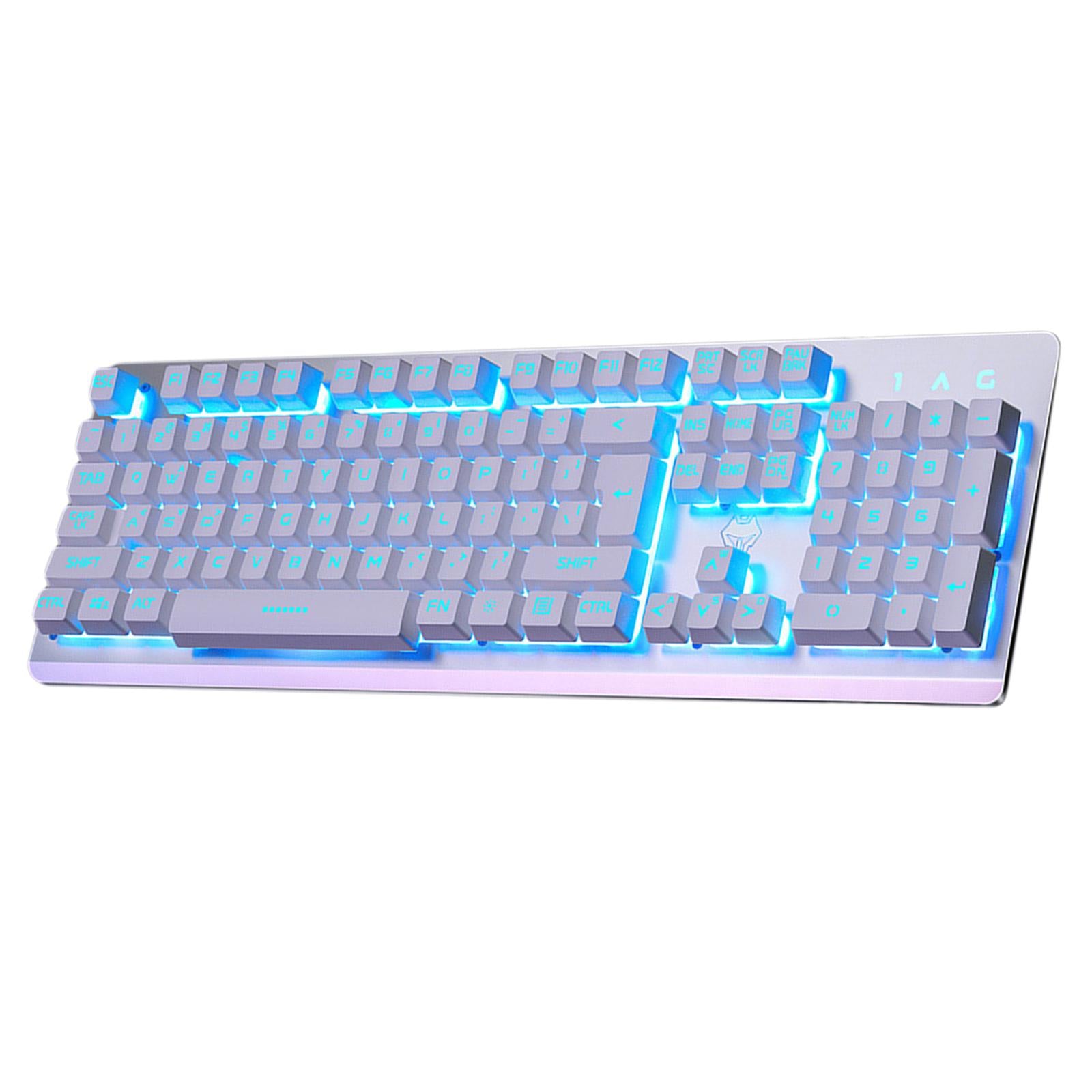 USB Wired Gaming Keyboard Universal 104 Keys White Blue Light