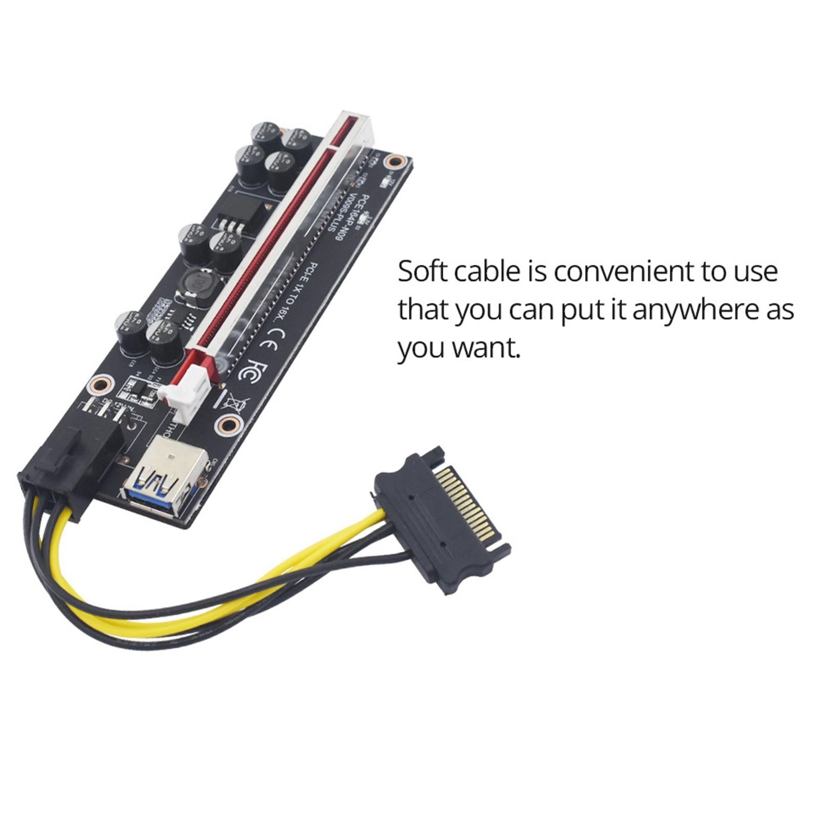 PCI-E Riser Card PCIe 1X to 16X USB3.0 Cable for GPU Mining Red Card Slot