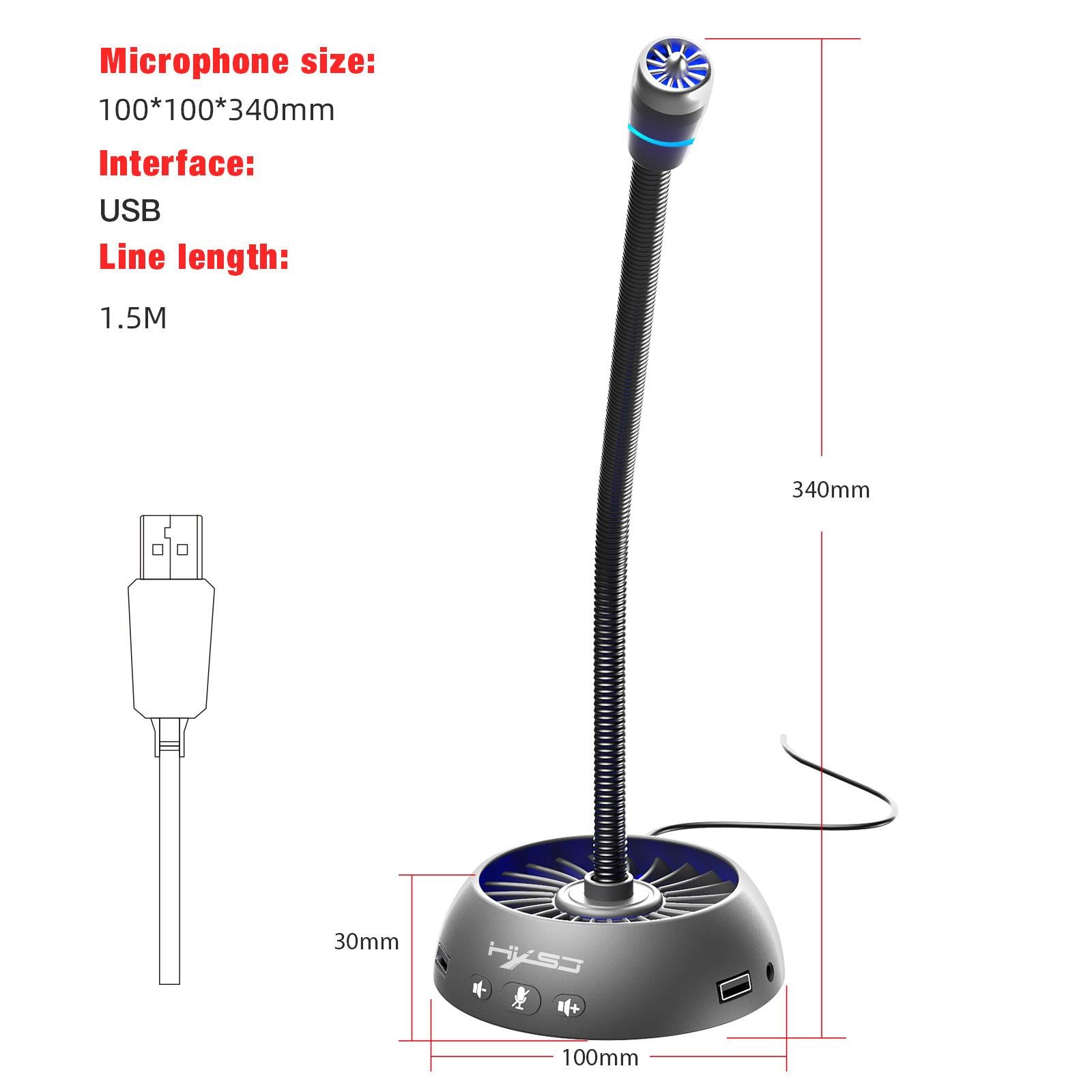 Voice Microphone USB Wired Recording Mic PC Computer Laptop Loud Conference