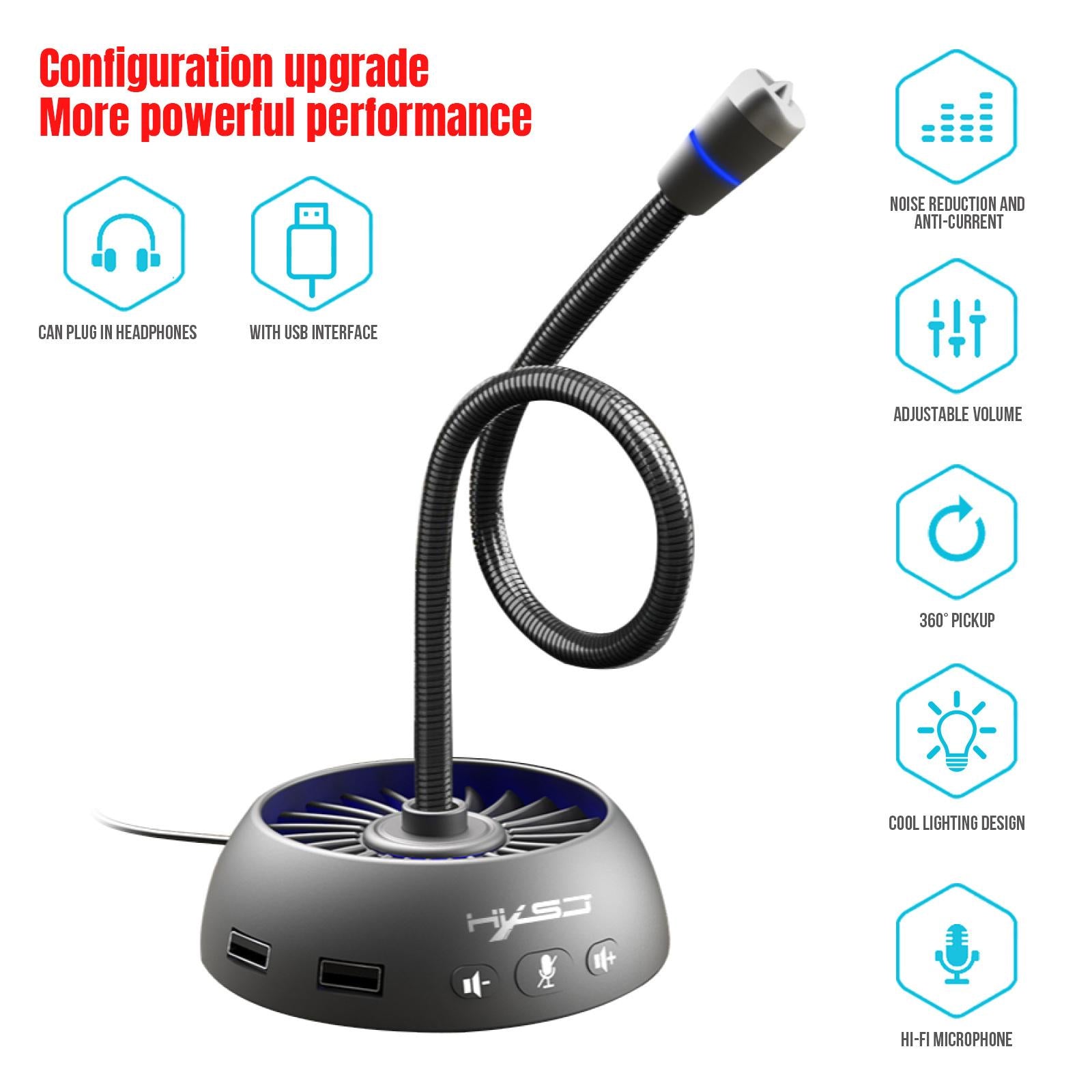 Voice Microphone USB Wired Recording Mic PC Computer Laptop Loud Conference