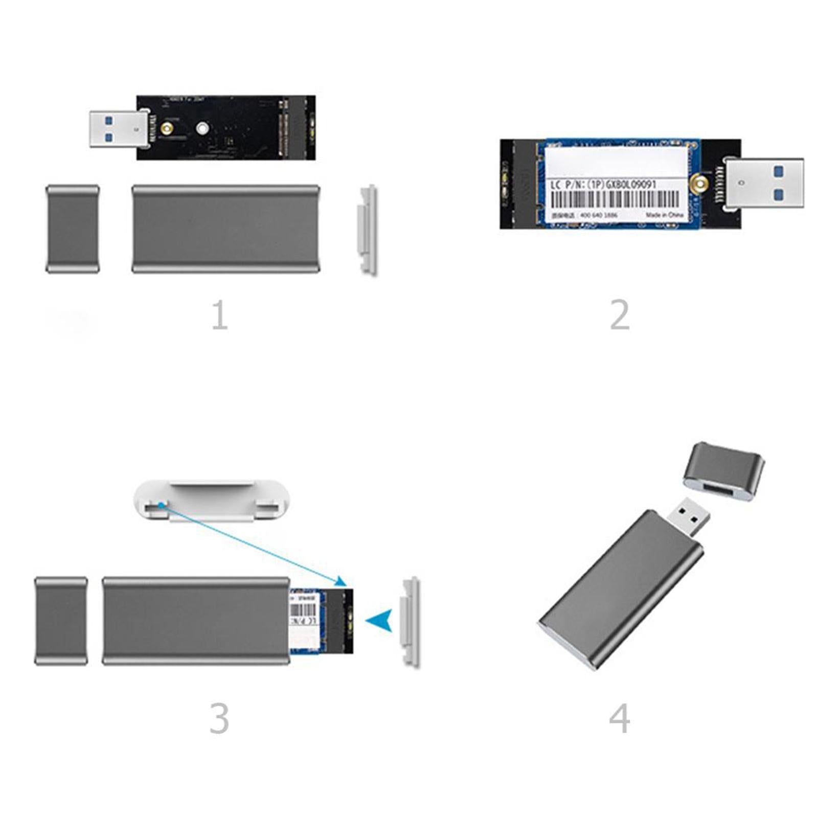 M.2 NGFF to USB 3.0 SSD Enclosure Reader 6Gbps with UASP with Key B/Key B+M Silver Gray