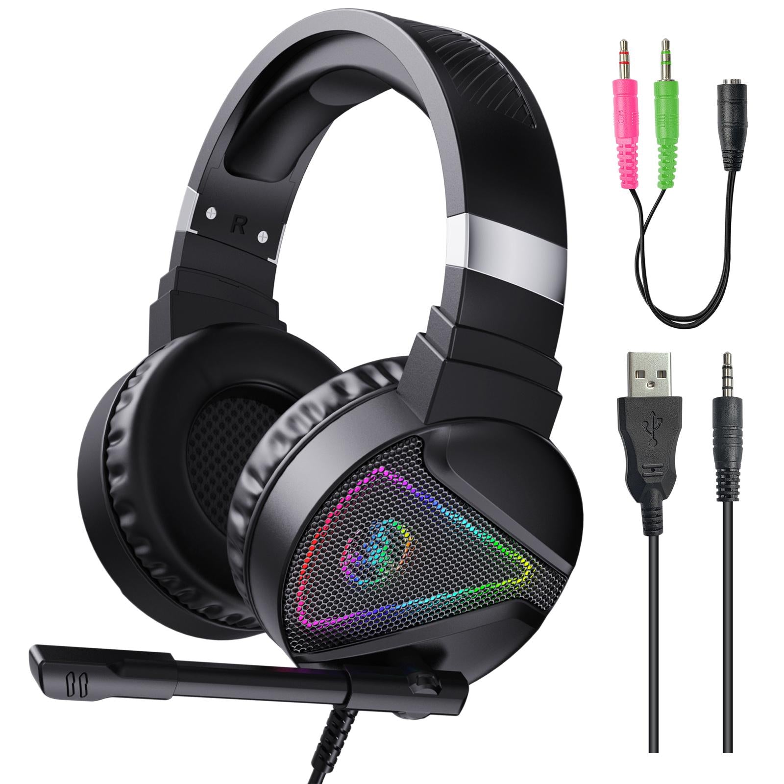 F16 3.5mm Wired Gaming Headset RGB Surround w/ Mic Headphones For PC Laptop