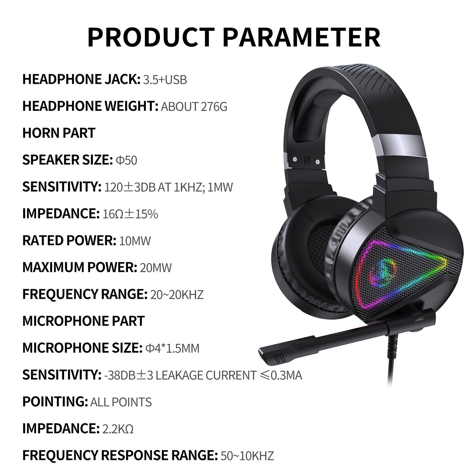 F16 3.5mm Wired Gaming Headset RGB Surround w/ Mic Headphones For PC Laptop