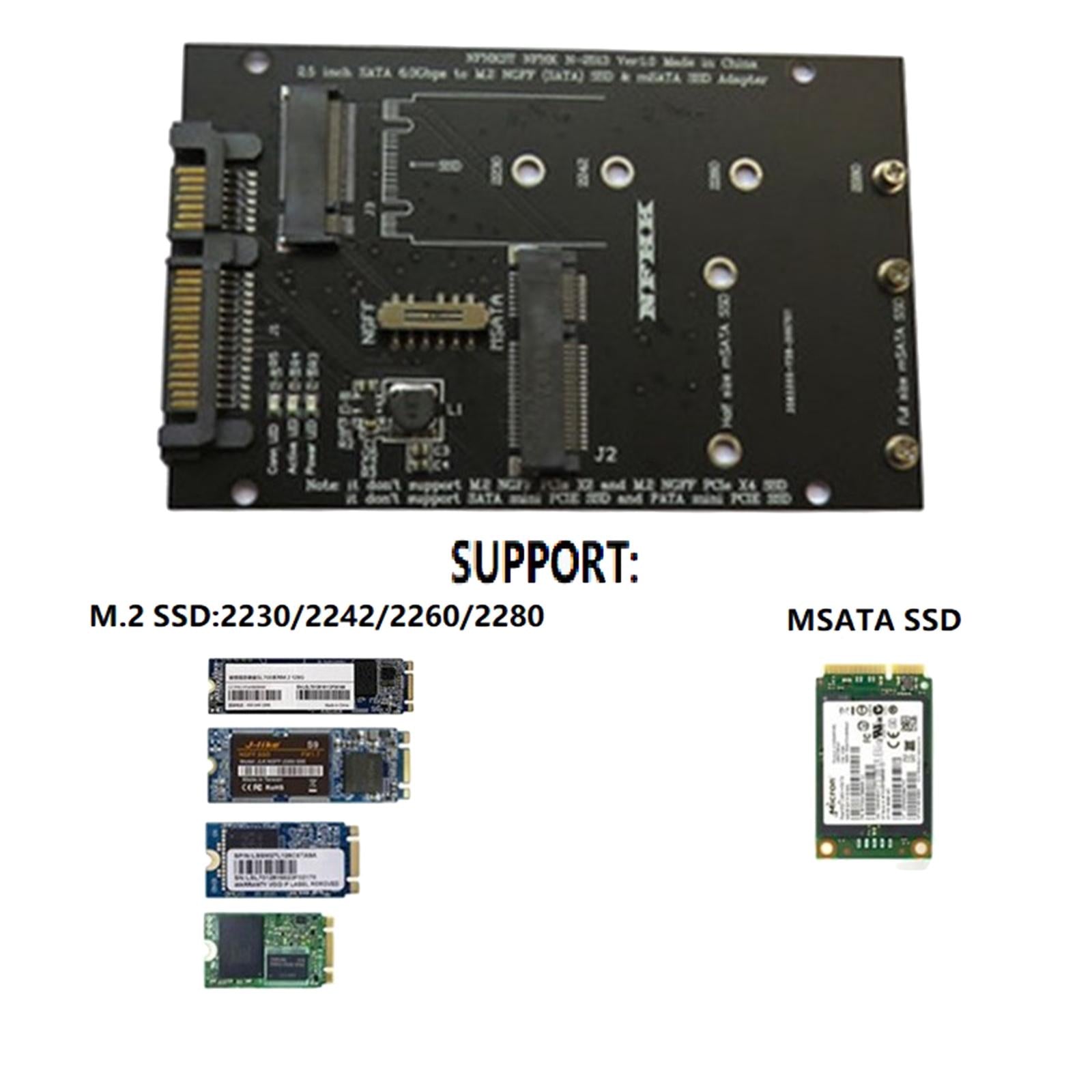 2 in 1 Dual Slot NGFF M.2/MSATA to SATA III Converter PCB Adapter Card Board