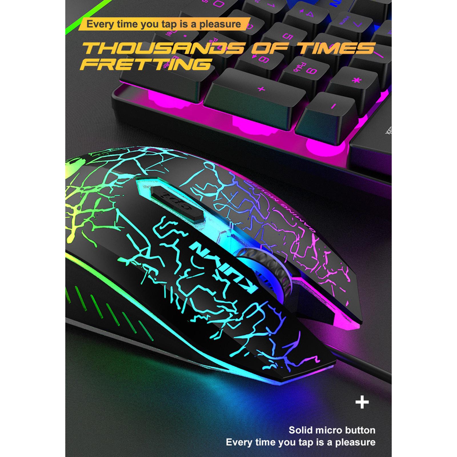 USB Wired RGB Backlit Keyboard Mouse Set Rainbow Backlit Black RGB