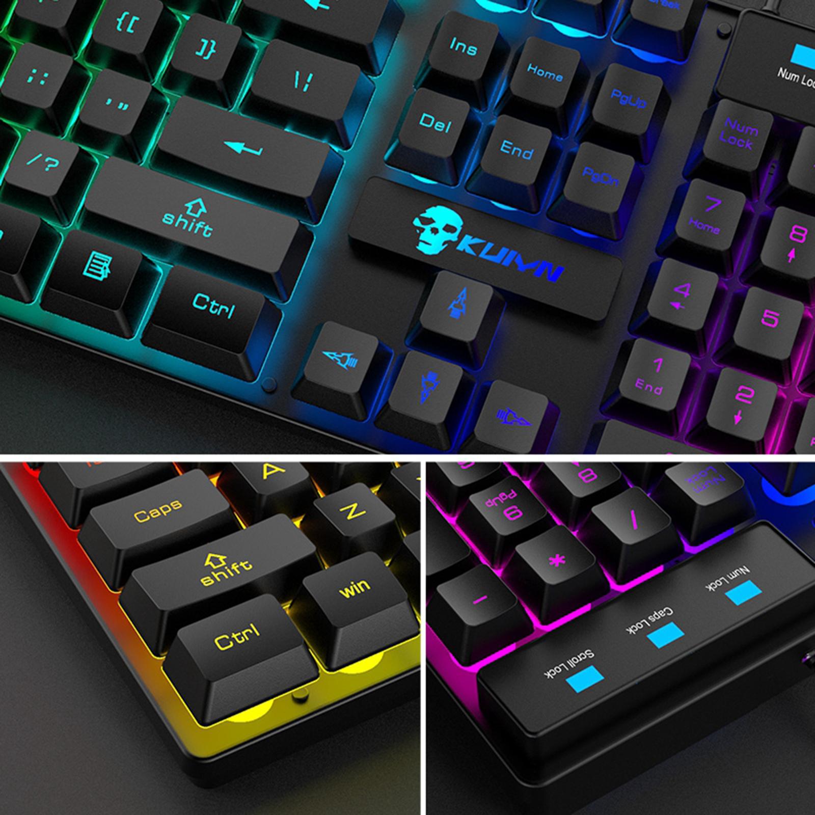 USB Wired RGB Backlit Keyboard Mouse Set Rainbow Backlit Black RGB