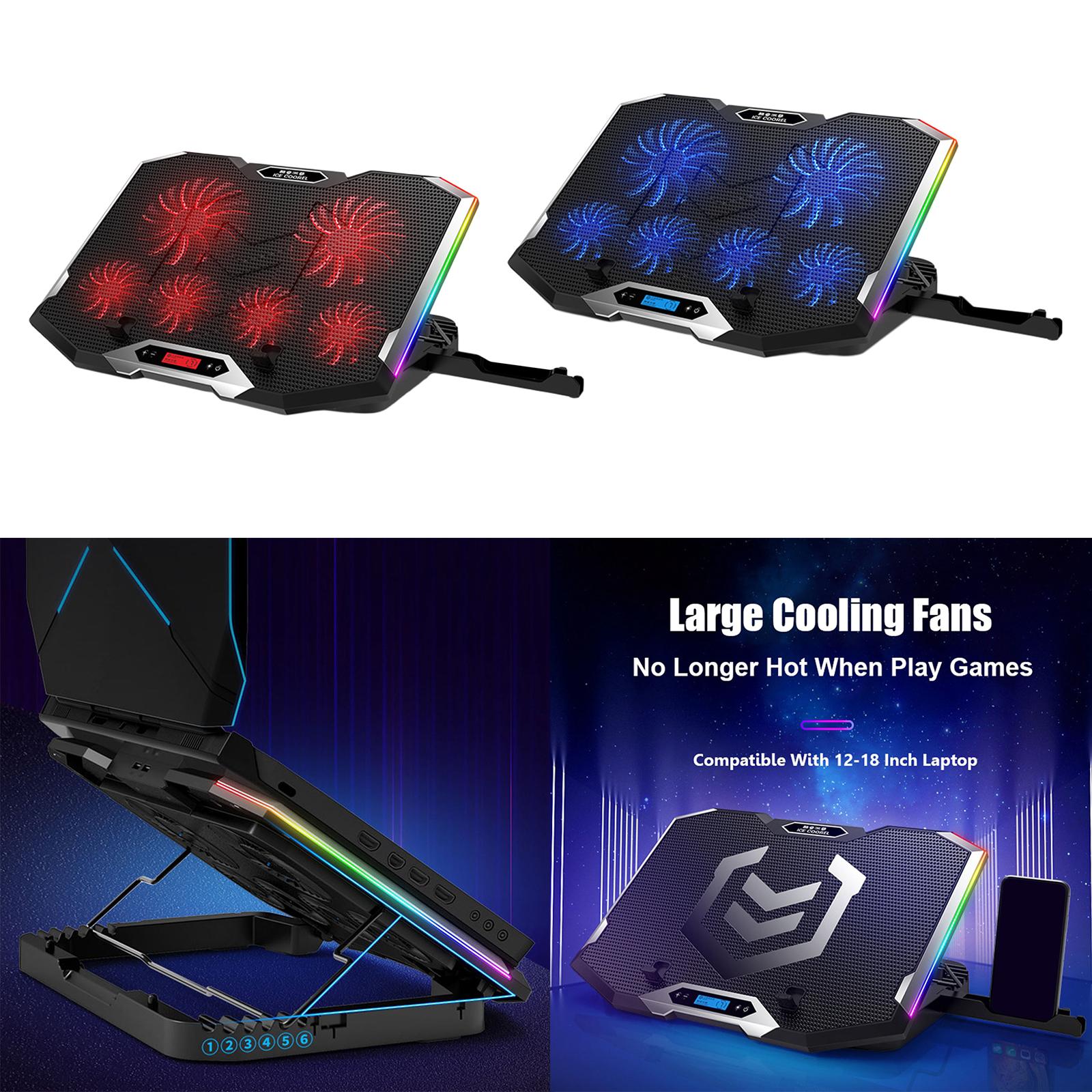 Gaming RGB Laptop Cooler Stand Cooling Pad for 12 to 18" Notebook Red