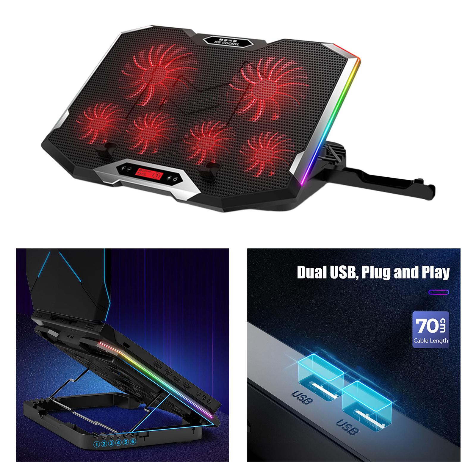 Gaming RGB Laptop Cooler Stand Cooling Pad for 12 to 18" Notebook Red