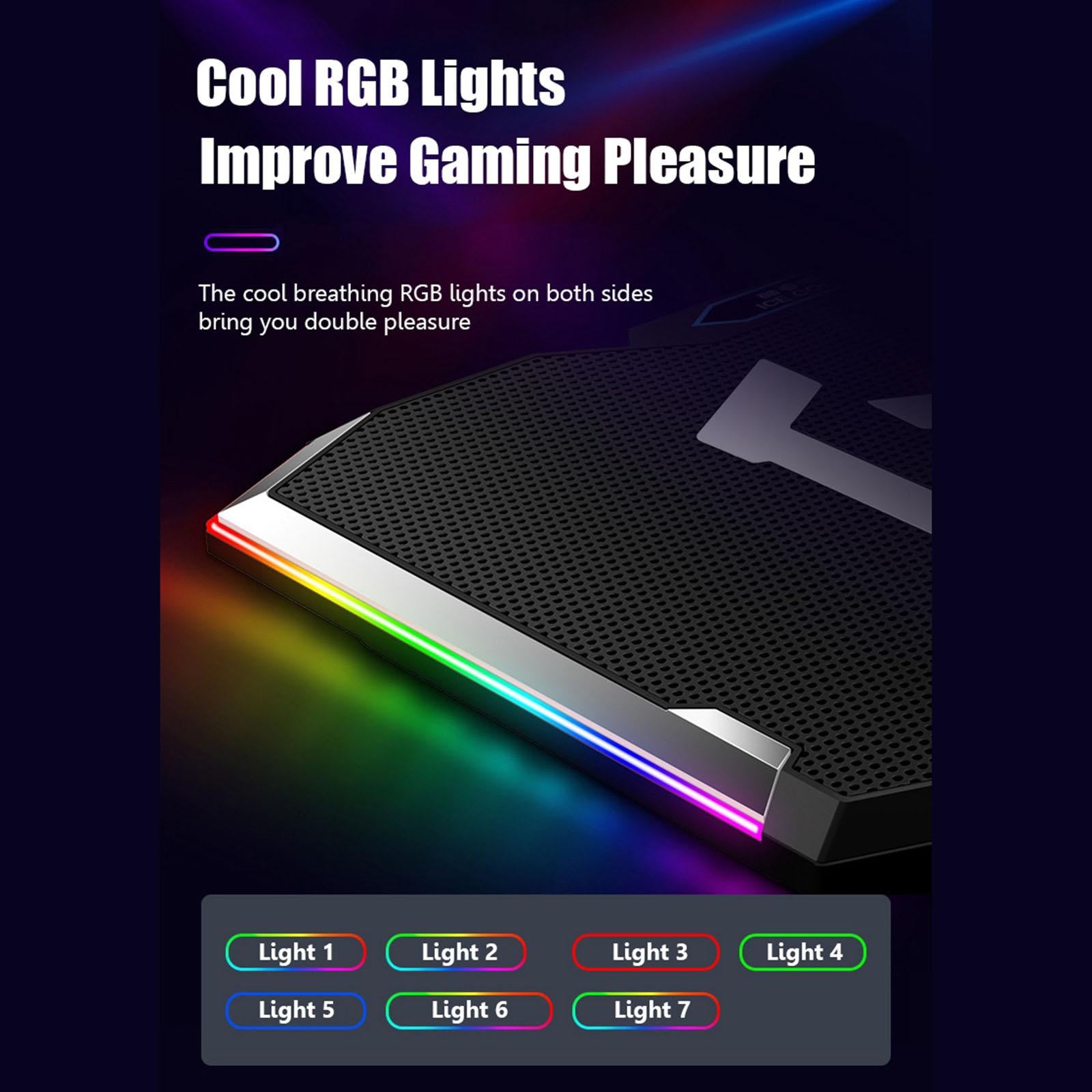 Gaming RGB Laptop Cooler Stand Cooling Pad for 12 to 18" Notebook Blue