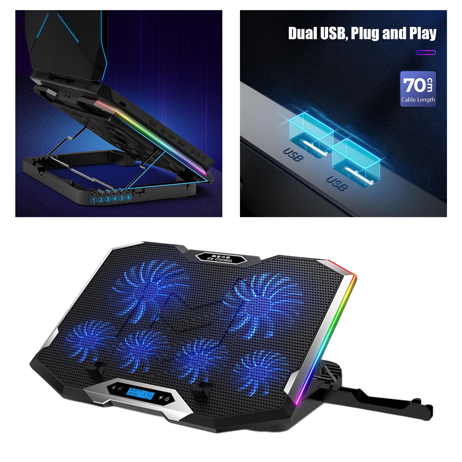 Gaming RGB Laptop Cooler Stand Cooling Pad for 12 to 18" Notebook Blue