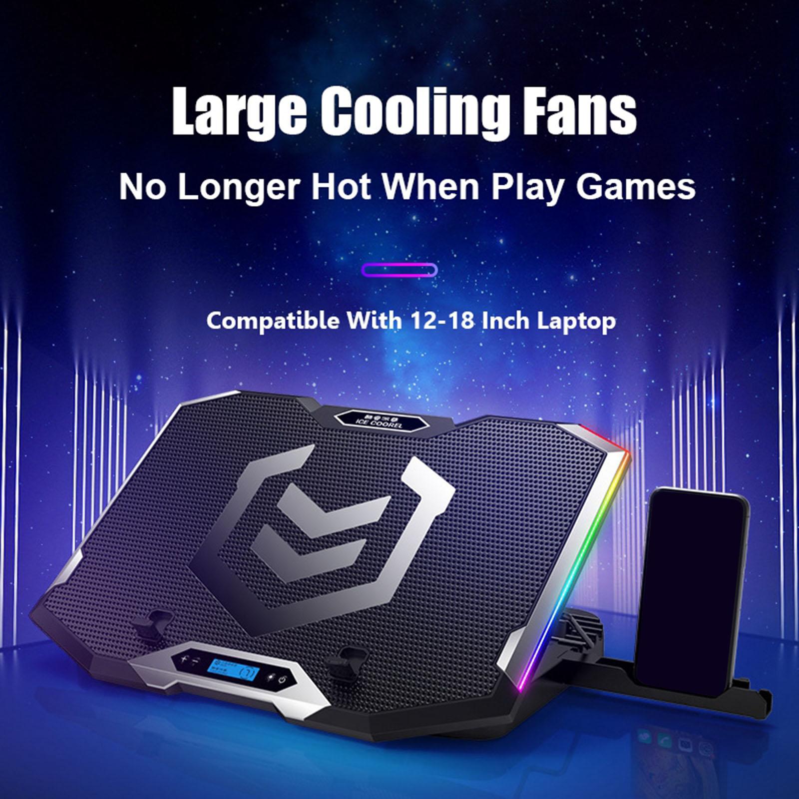 Gaming RGB Laptop Cooler Stand Cooling Pad for 12 to 18" Notebook Blue