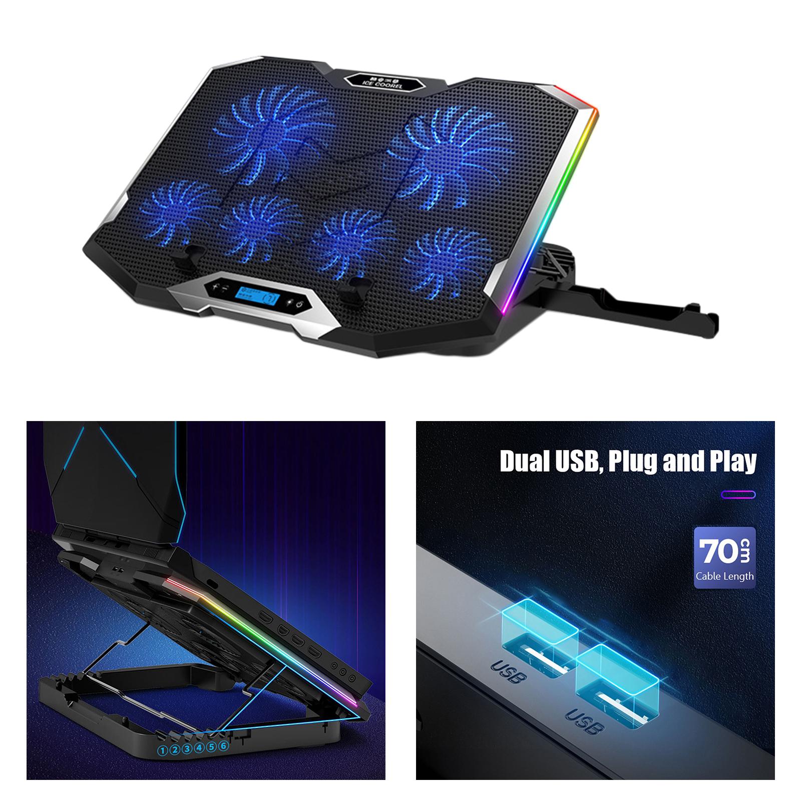 Gaming RGB Laptop Cooler Stand Cooling Pad for 12 to 18" Notebook Blue