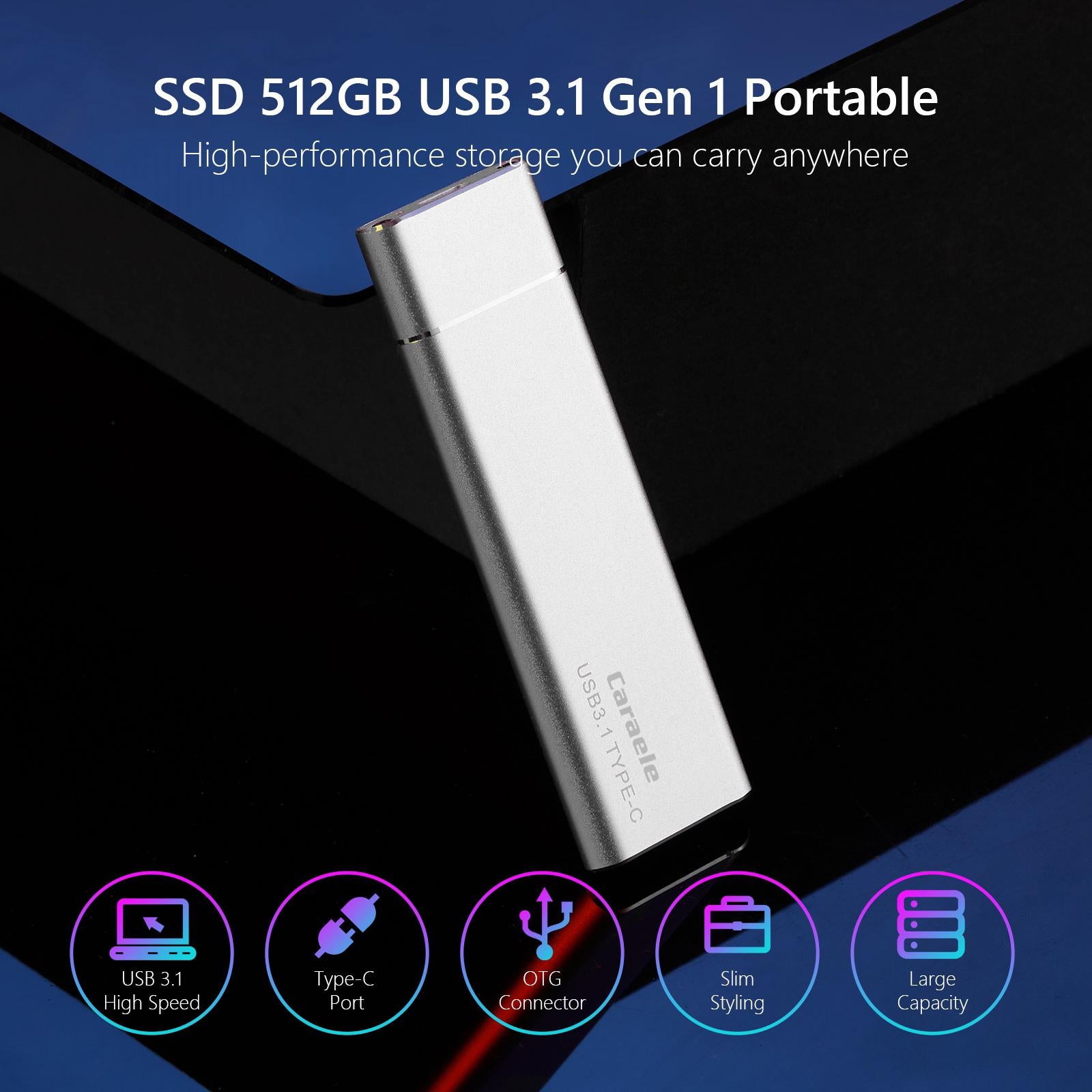 1T Alloy External Portable SSD USB3.1 for Android Tablet Laptops Silver