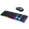 Gaming Wired Keyboard Mouse Kit Rainbow Backlit for Computer Black