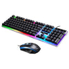 Gaming Wired Keyboard Mouse Kit Rainbow Backlit for Computer Black