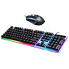 Gaming Wired Keyboard Mouse Kit Rainbow Backlit for Computer Black