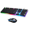 Gaming Wired Keyboard Mouse Kit Rainbow Backlit for Computer Black