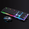 Gaming Wired Keyboard Mouse Kit Rainbow Backlit for Computer Black