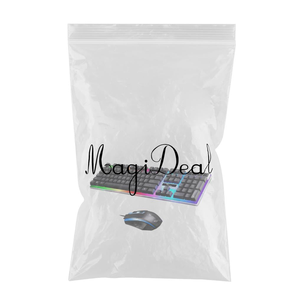 Gaming Wired Keyboard Mouse Kit Rainbow Backlit for Computer Black