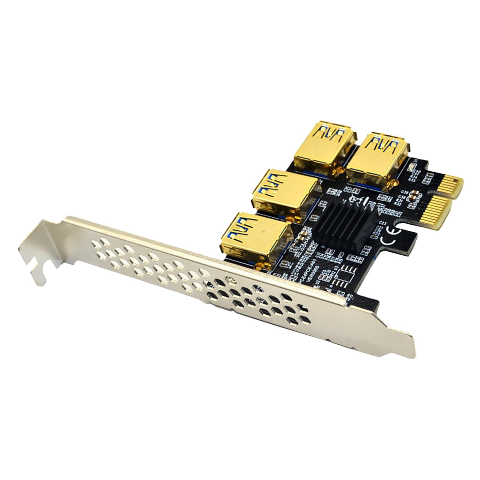 1x PCI-E 1X to 4 PCI-E 16X Slots Extender Riser Card External Adapter