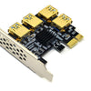 1x PCI-E 1X to 4 PCI-E 16X Slots Extender Riser Card External Adapter