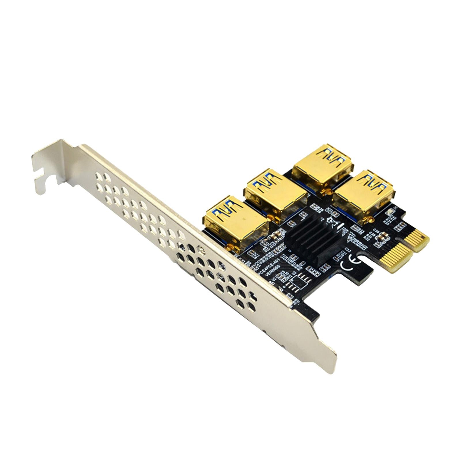 1x PCI-E 1X to 4 PCI-E 16X Slots Extender Riser Card External Adapter