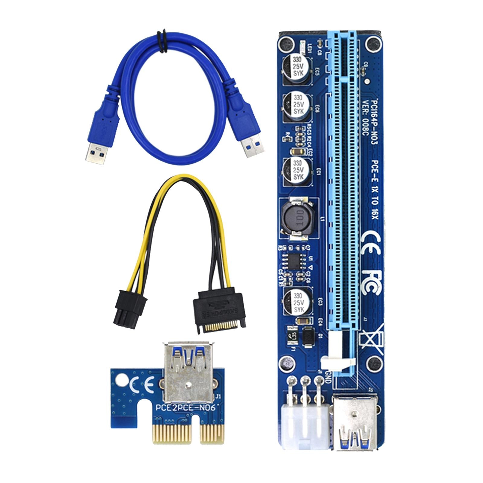 VER008C PCI-E Riser Card 6 pin PCI Express SATA Power for Bitcoin Miner