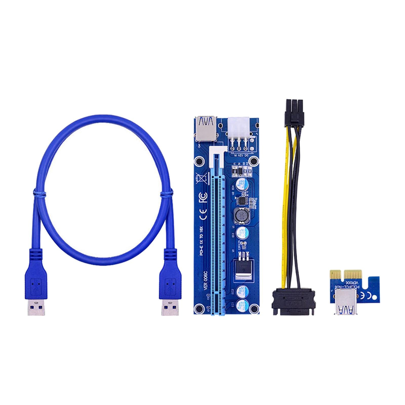 VER006C PCI-E Riser Card 6Pin SATA Power 60CM Cable SATA Power for Bitcoin