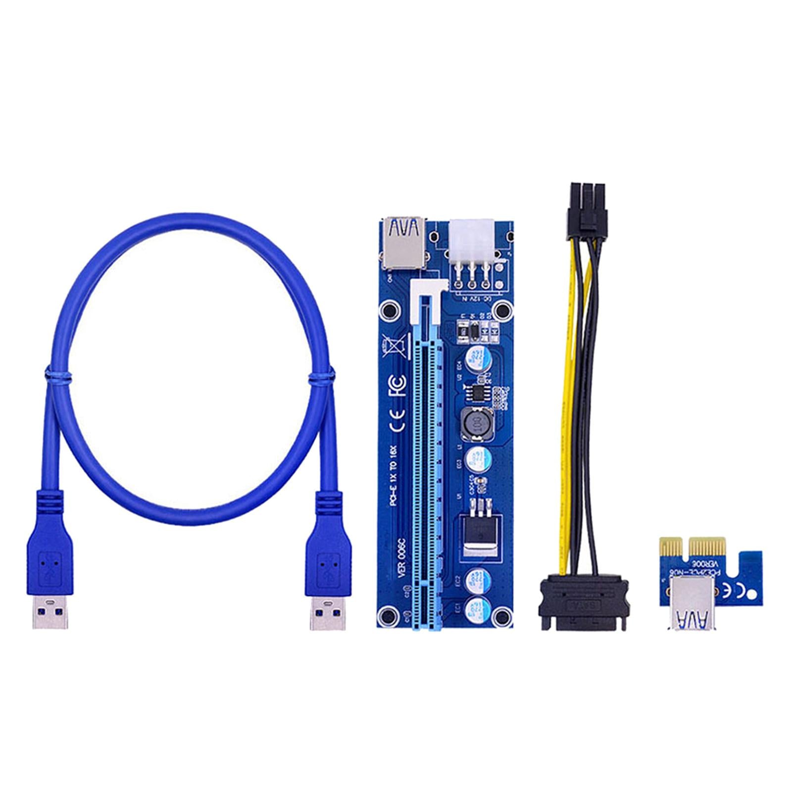 VER006C PCI-E Riser Card 6Pin SATA Power 60CM Cable SATA Power for Bitcoin