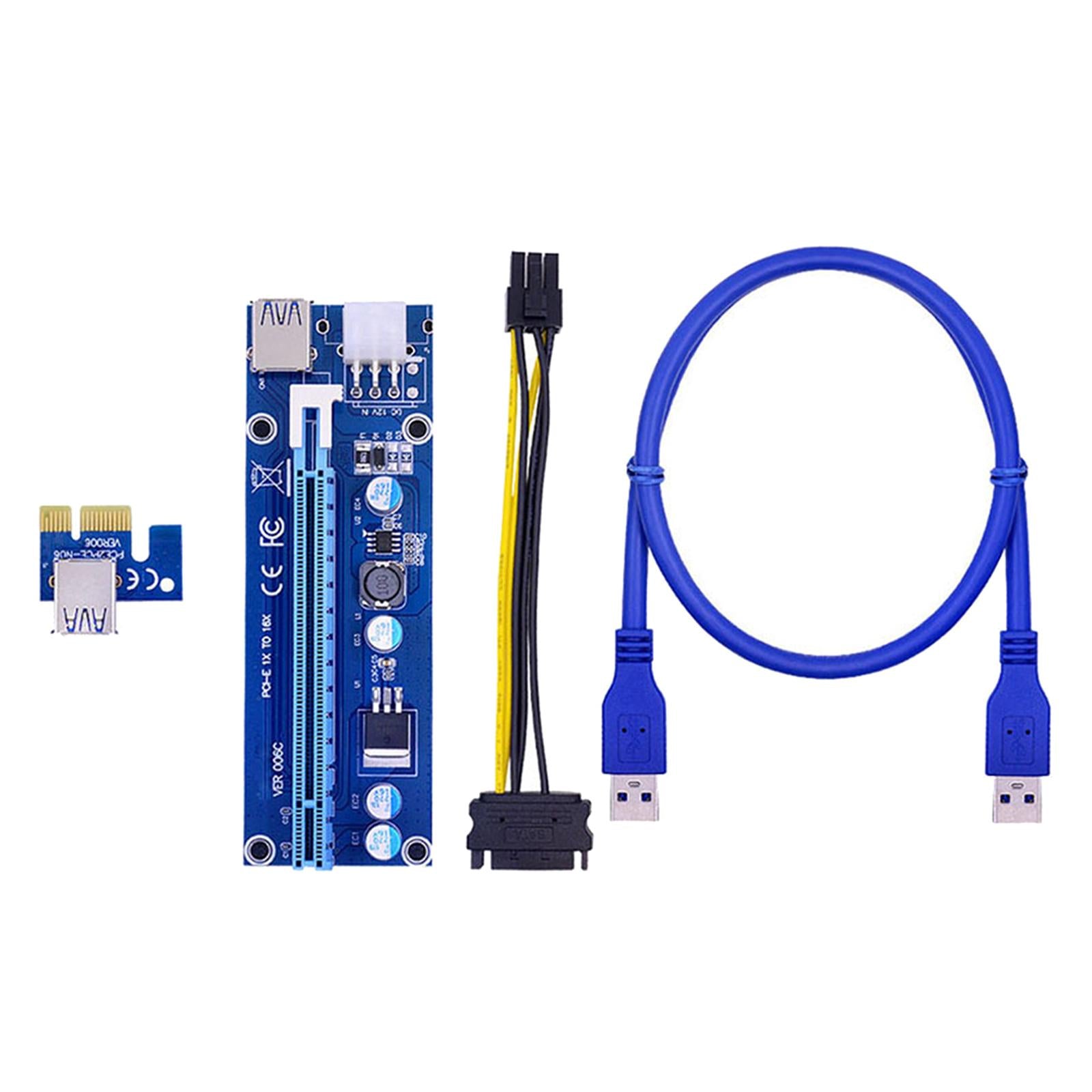 VER006C PCI-E Riser Card 6Pin SATA Power 60CM Cable SATA Power for Bitcoin