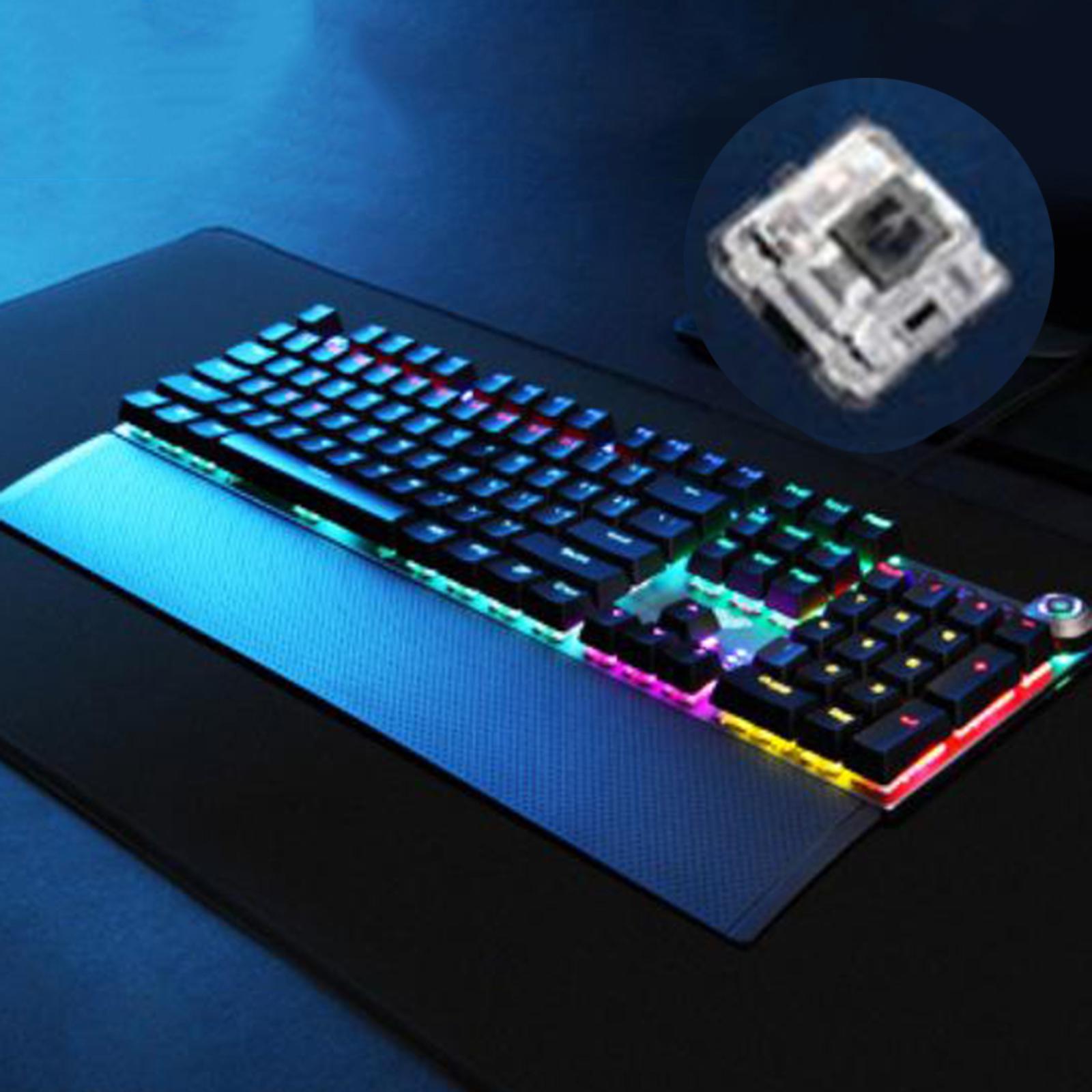 LED Backlit Mechanical Keyboard with Hand Rest Quick-Response for PC Gamers Black Switch