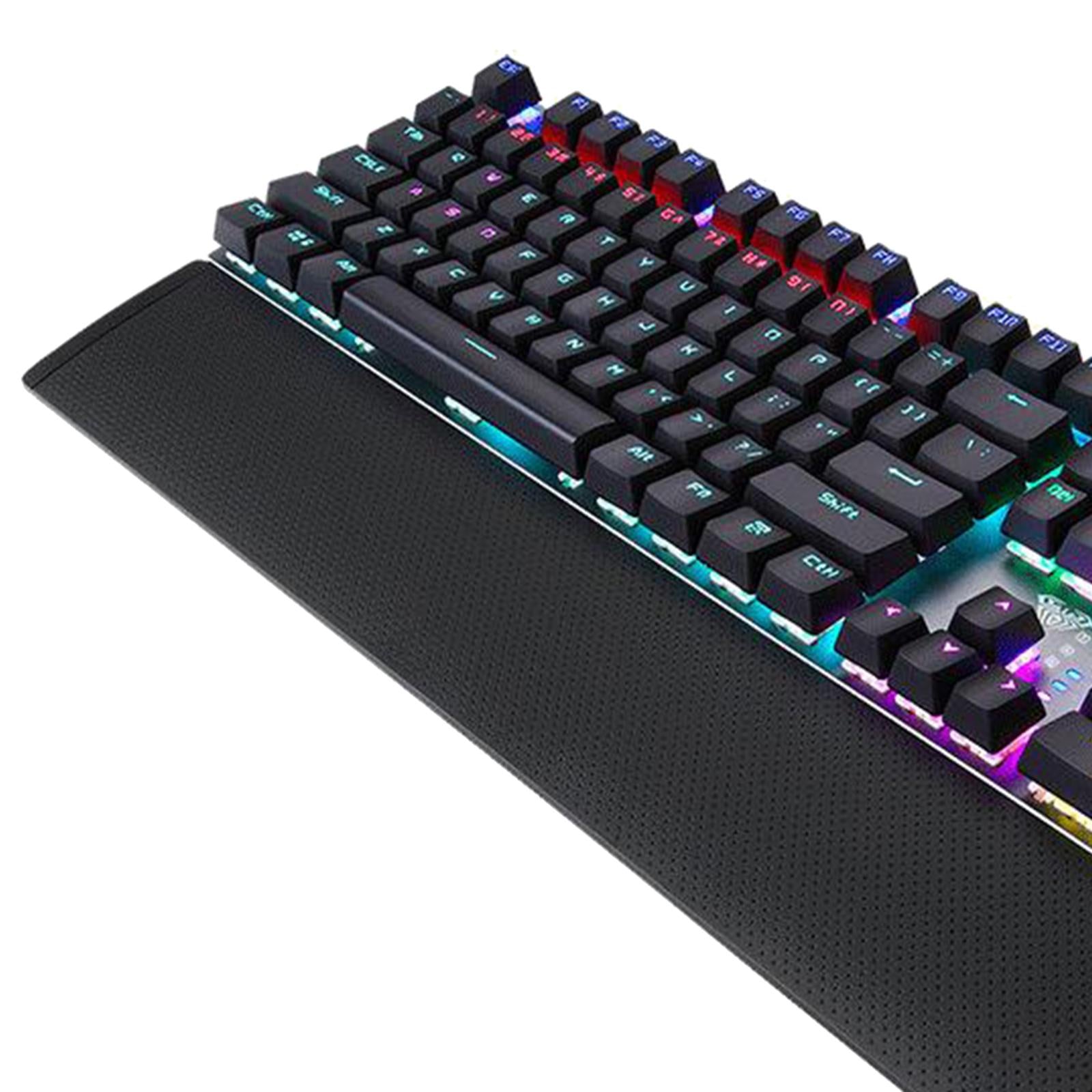 LED Backlit Mechanical Keyboard with Hand Rest Quick-Response for PC Gamers Black Switch