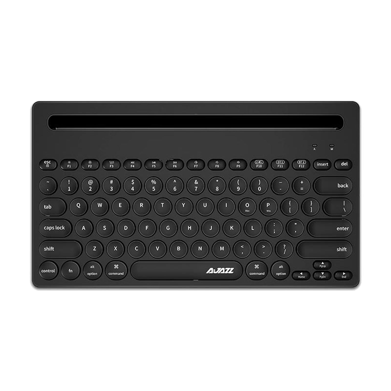 Gaming 2.4G Wireless BT Dual-mode Keyboard 79 Keys Retro Round Key Plug&play Black