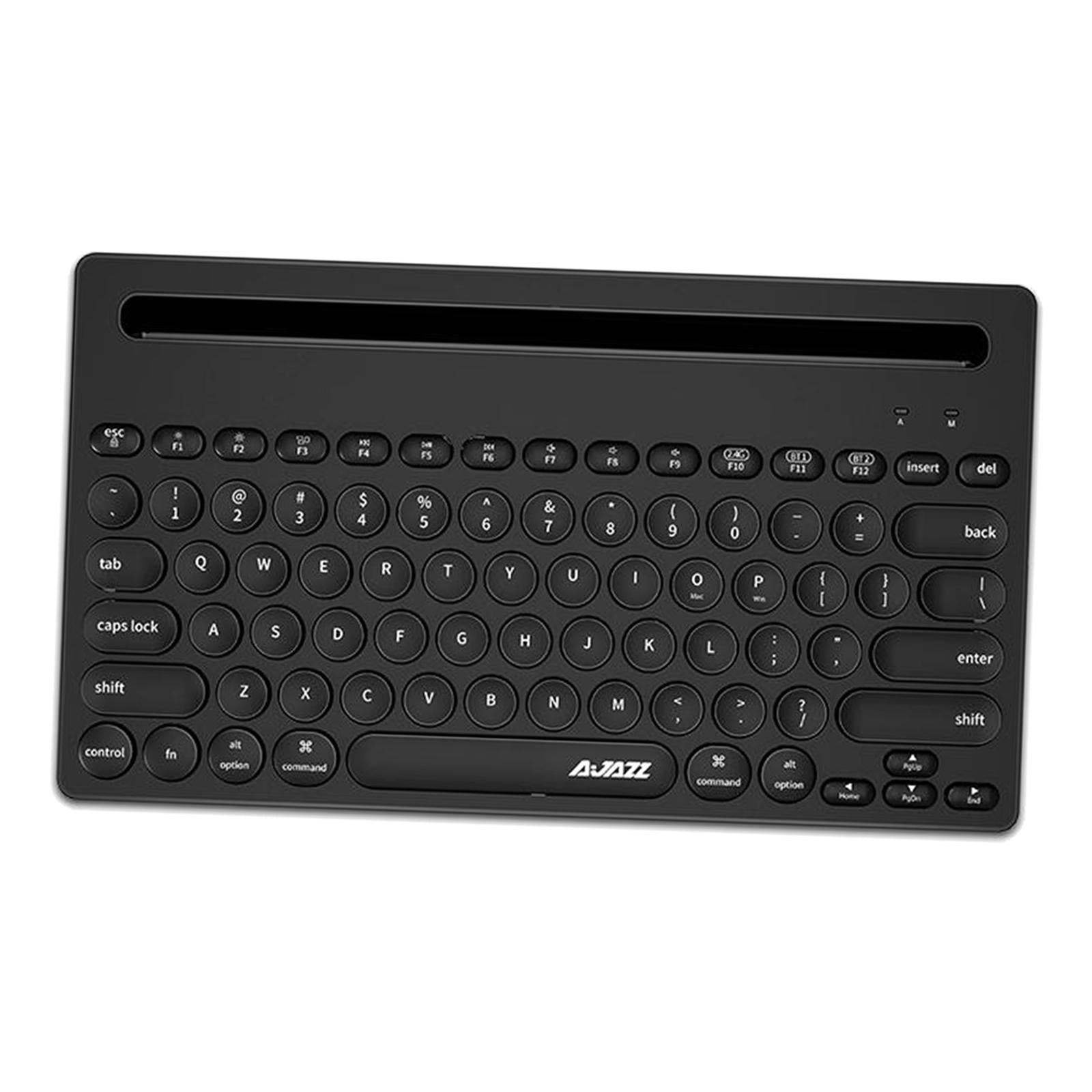 Gaming 2.4G Wireless BT Dual-mode Keyboard 79 Keys Retro Round Key Plug&play Black