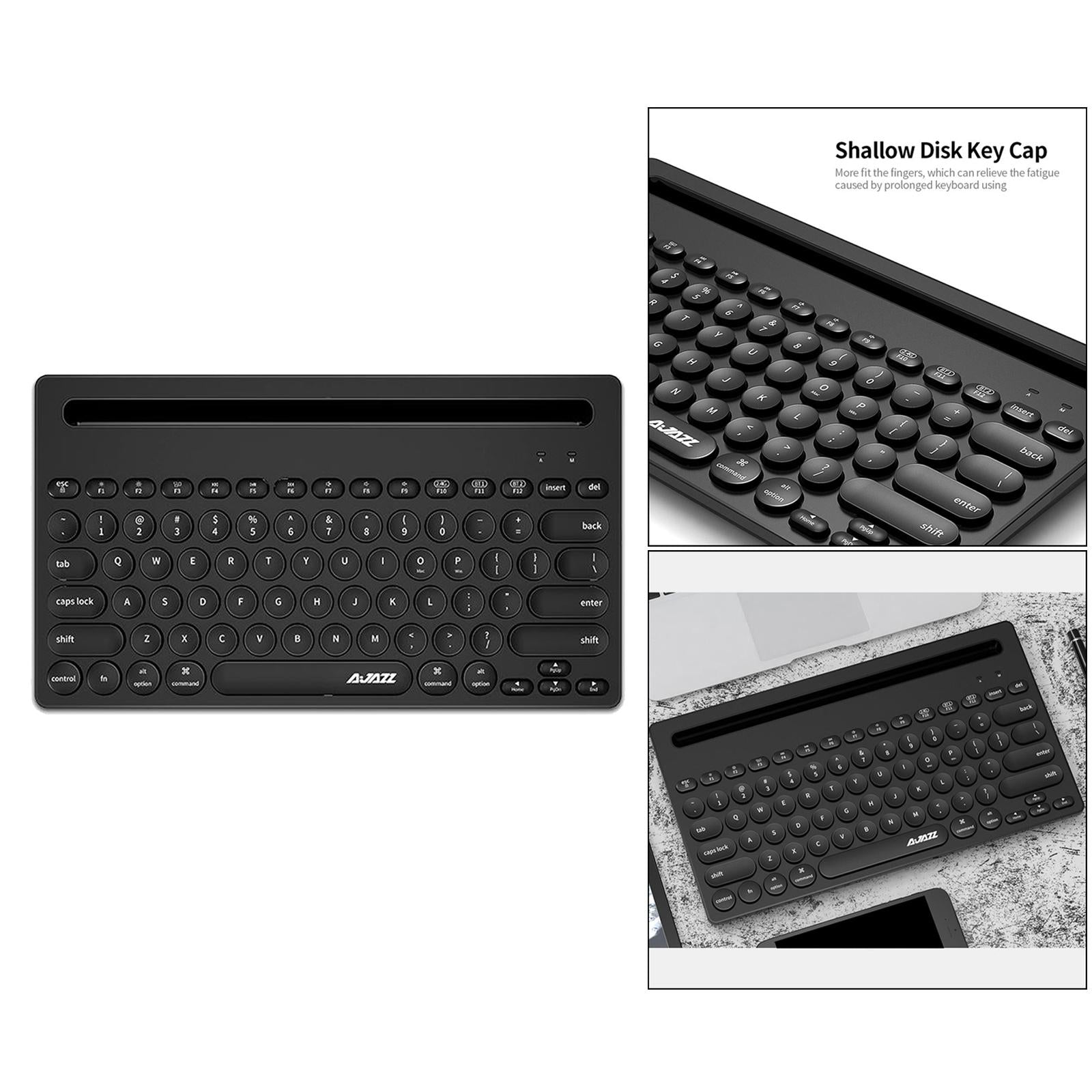 Gaming 2.4G Wireless BT Dual-mode Keyboard 79 Keys Retro Round Key Plug&play Black